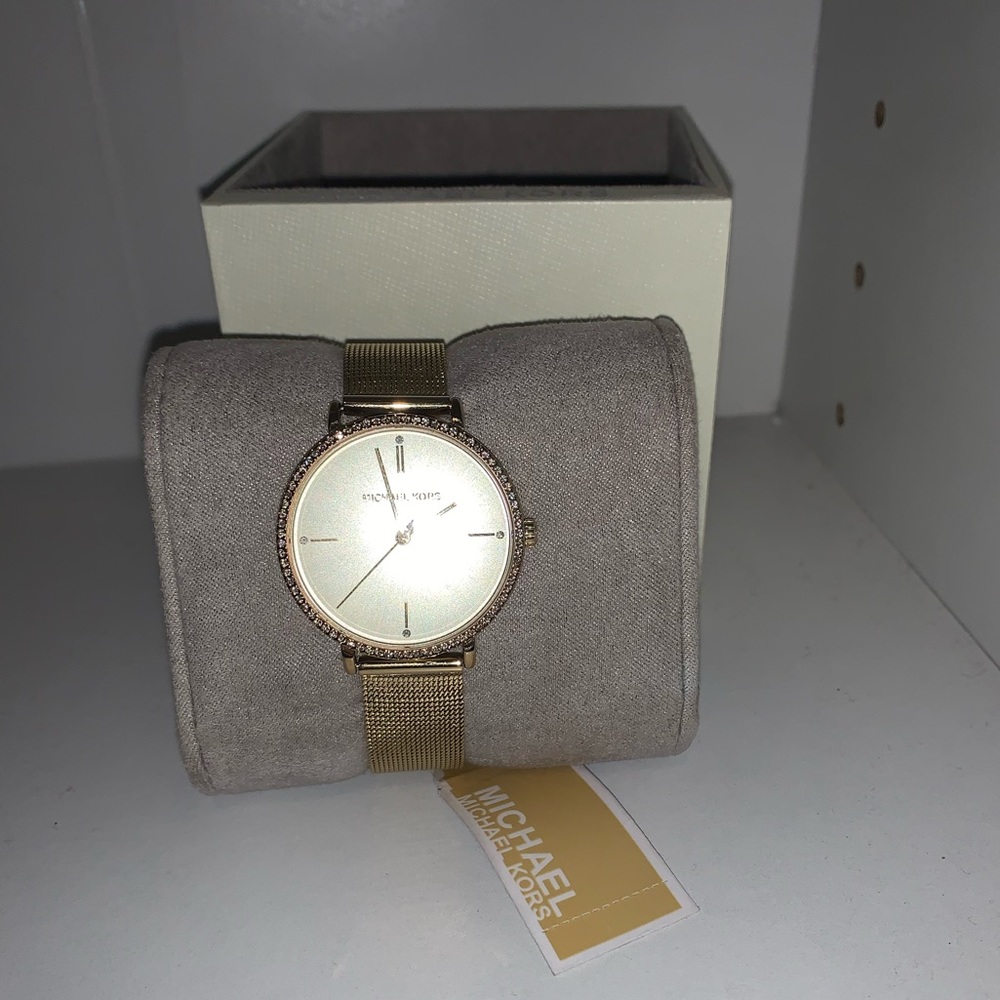 BRAND NEW MICHAEL KORS JAYNE PAVÉ MESH BAND WATCH